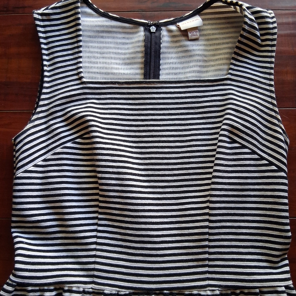 Merona Black and White Striped Fit And Flare Dress - Picture 6 of 6